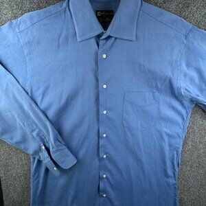 Gitman Bros Rodes Blue Long Sleeve Button Up Shirt TTX 15.5 34 Cotton Adult Men